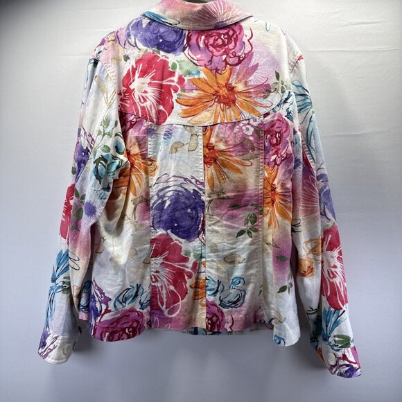 Coldwater Creek Multicolor Floral Jean Linen Jacket - Picture 7 of 12